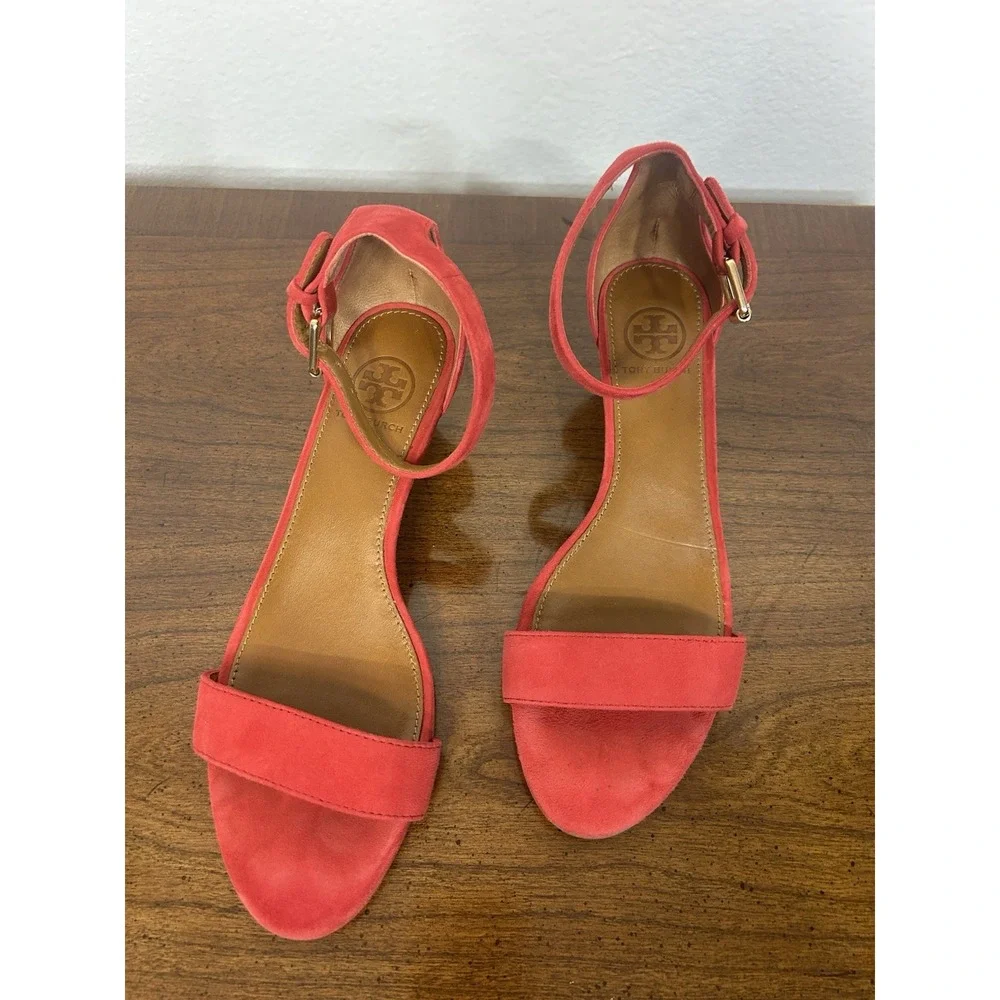 Tory Burch Wedge Heel Leather Quality Shoes Women 6.5 Red Classy Sexy Date Party